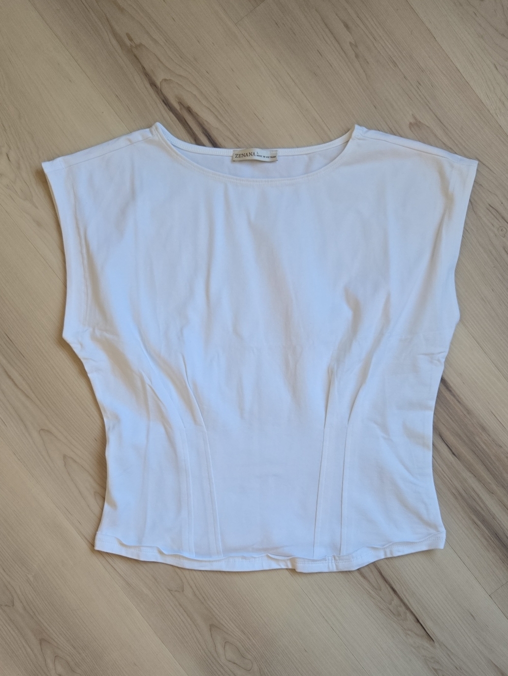 Zenana Cap Sleeve Top, White, Size Large